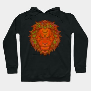 Orange lion head with green mane highlights Hoodie